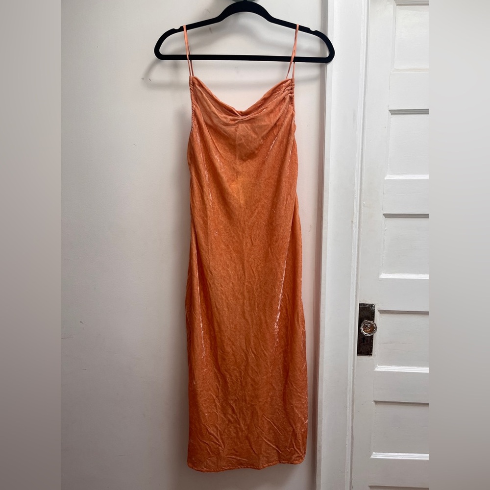 Mata Orange Velvet Slip dress